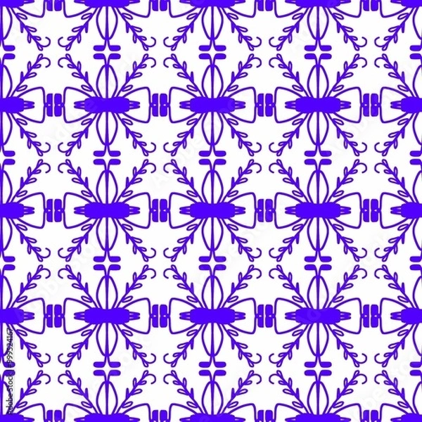 Obraz seamless pattern with blue flowers on white background