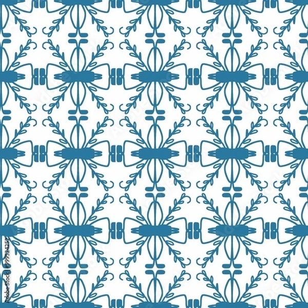 Obraz dark blue line seamless floral pattern