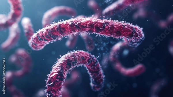 Obraz microscopic view of Zaire Ebolavirus (Ebola Virus) - Filoviridae virus, medical media image