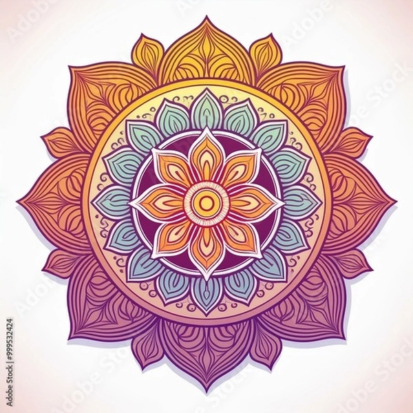 Fototapeta Mandala art design also called rangoli, decorative elements on white background