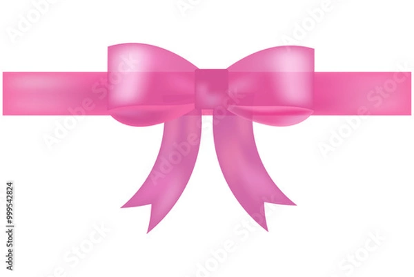 Obraz Pink bow with ribbon for packaging on transparent background