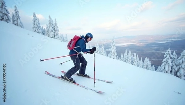 Fototapeta  Skiing through a winter wonderland
