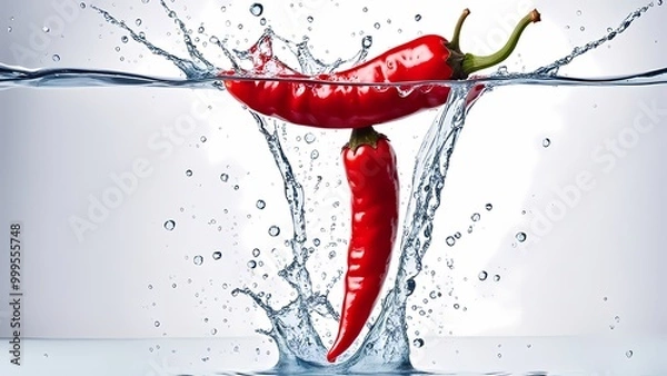 Fototapeta red hot pepper splash