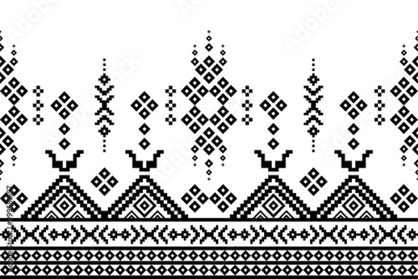Fototapeta Pixel ethnic pattern, Cross Stitch. Geometric ethnic patterns. Design for Textile, Fabric, Clothing, Tile, Wall Art, Background, Wallpaper.