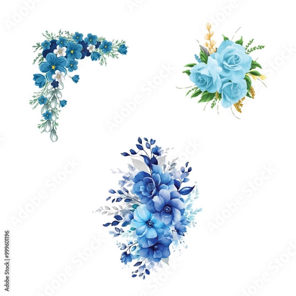 Obraz blue flower frame vector set