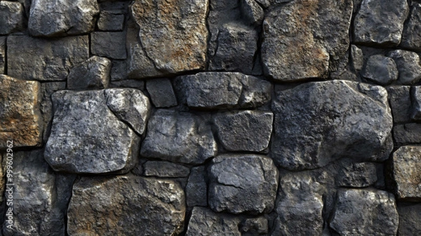 Fototapeta A close-up of a rough, textured stone wall.