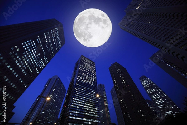 Obraz 新宿高層ビルと月