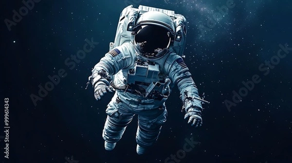 Obraz An astronaut floats in space, surrounded by a starry background.