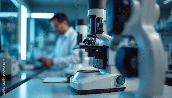 Fototapeta Close-up of scientific instruments in a high-tech laboratory