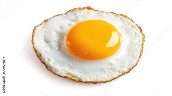 Fototapeta A detailed image of a fried egg, isolated on a white background.