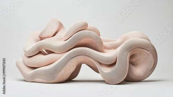 Fototapeta Abstract Beige Sculptural Art Composition with Organic Textures and Fluid Shapes