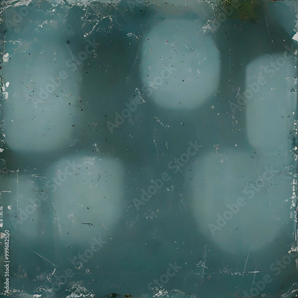 Fototapeta Vintage distressed old photo light leaks, film grain, dust and scratches texture overlay with vignette border. Dirty grunge analog 8k widescreen retro effect background with copy space