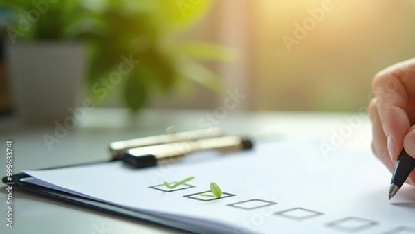 Obraz Hand checking off options on a list