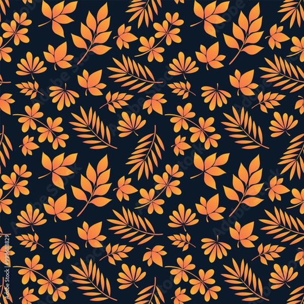 Obraz Autumn pattern with falling leaves in a gradient.