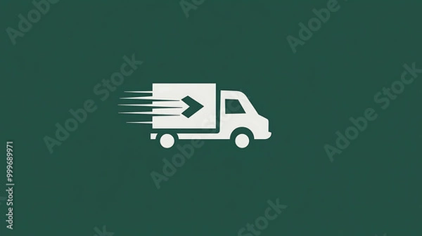Obraz A simple white delivery truck icon on a green background.