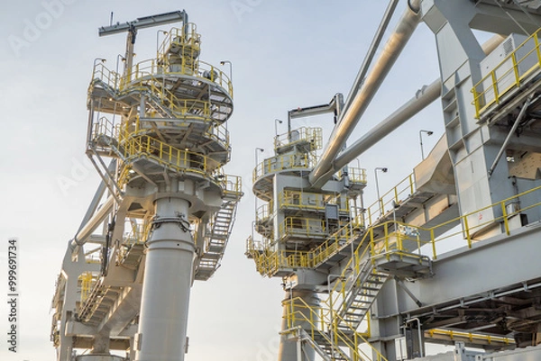 Obraz Industrial Crane Structure. A close up view of an industrial crane structure, showing the intricate details and robust