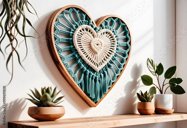 Obraz Living room interior in eco style with boho decorative elements