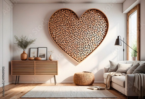 Obraz Living room interior in eco style with boho decorative elements