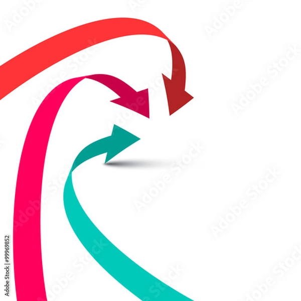 Fototapeta Three 3d Arrows Isolated on White Background Vector