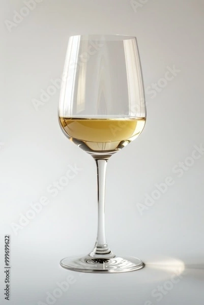 Obraz A single serving of white wine sitting on a table ready to be enjoyed