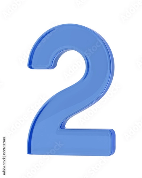 Fototapeta Number two on white background. Isolated 3D illustration
