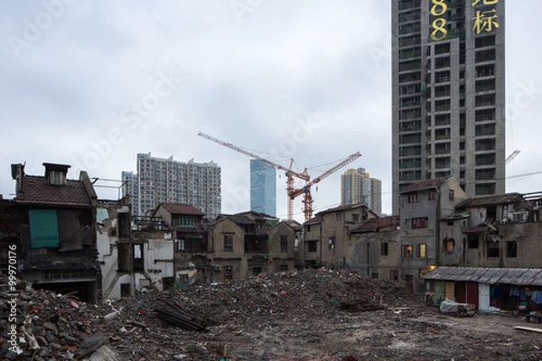 Fototapeta Shanghai Xiaonanmen old town under redevelopment