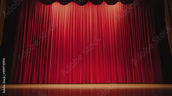Fototapeta empty stage with red curtains