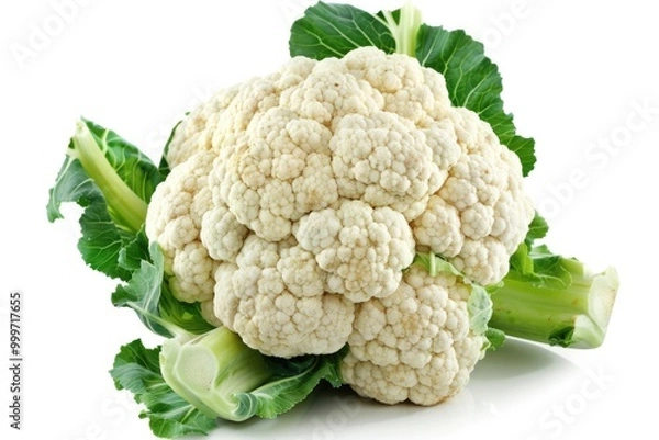 Fototapeta A single cauliflower head on a clean white background