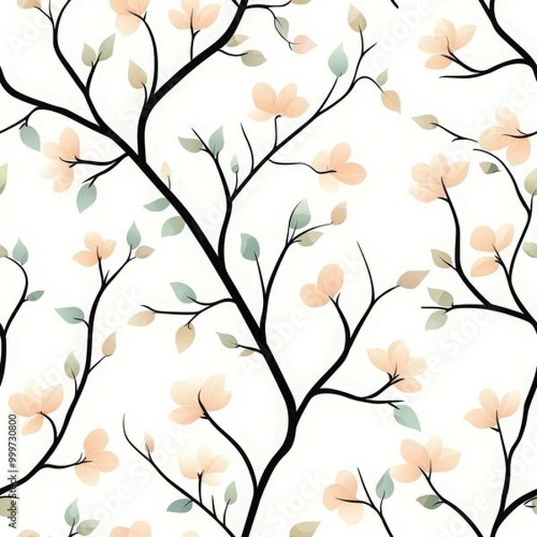 Fototapeta Elegant Floral Seamless Pattern on Soft Background