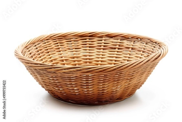 Fototapeta Empty wicker basket isolated on white background.