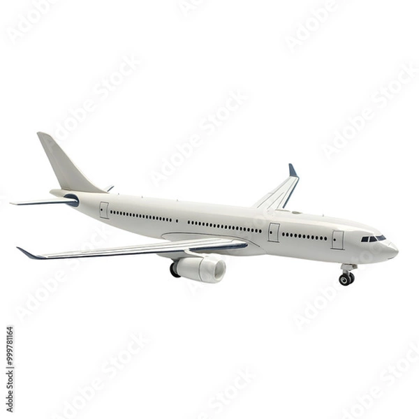 Fototapeta A sleek, modern airplane model with multi-colored wings is displayed 