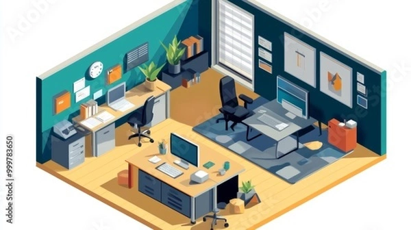 Obraz Asset Isometric vector art creative office, workplace.
