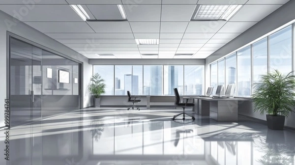 Obraz Asset Empty modern office interior. Vector image