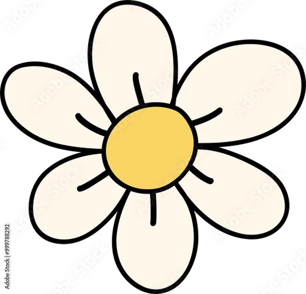 Obraz Retro flower doodle simple drawing outline