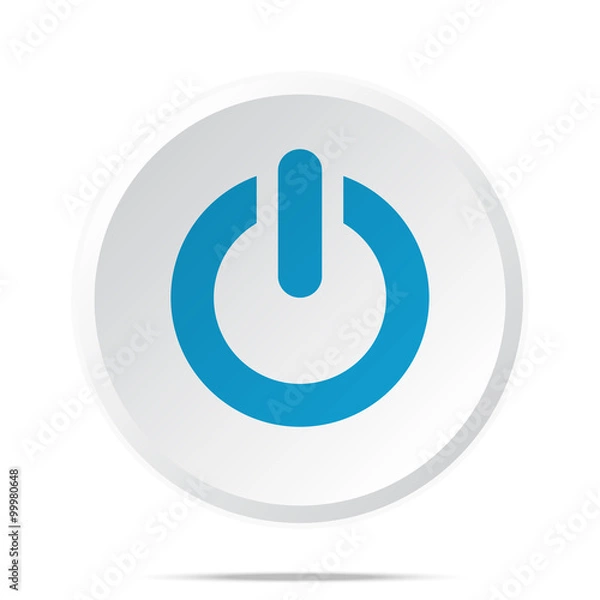 Fototapeta Flat blue Power icon on circle web button on white