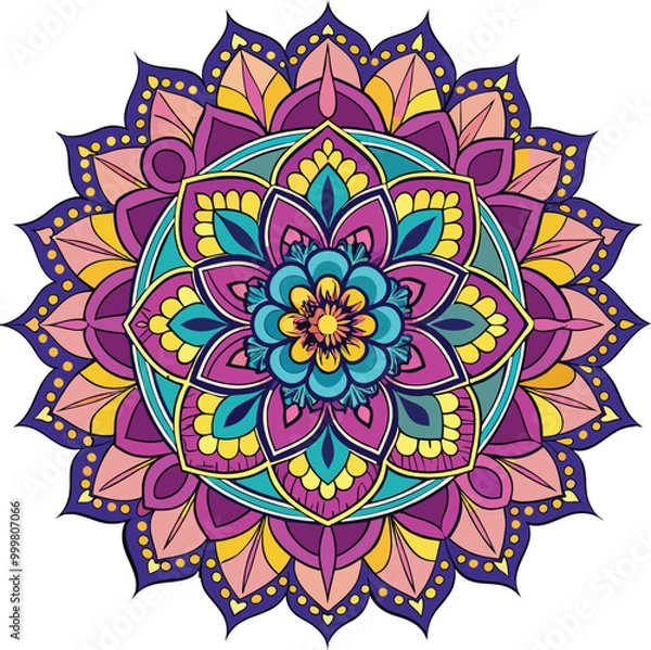 Fototapeta Mandala background design with lace ornament in oriental style.