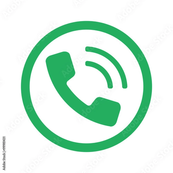 Fototapeta Flat green Phone icon and green circle