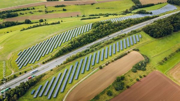 Obraz Solar panels alongside a highway in Germany