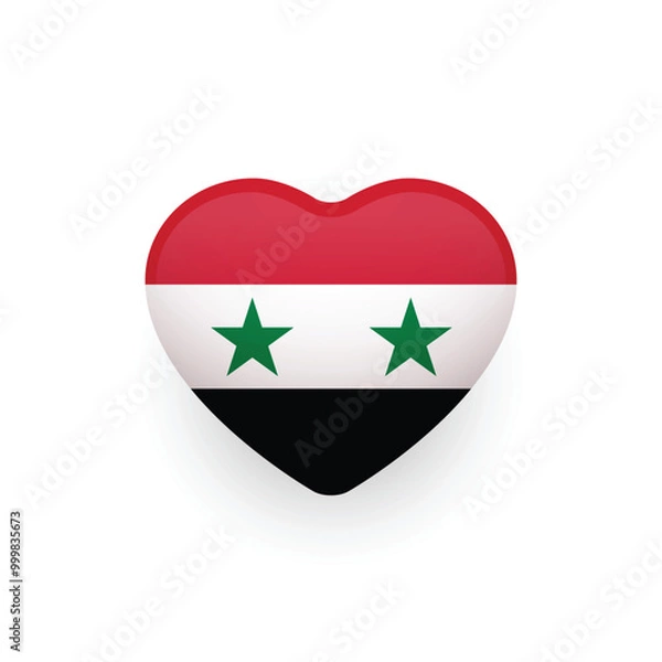 Fototapeta National flag of Syria shaped as heart. Syrian flag in the shape of the heart. Vector Illustration.	
