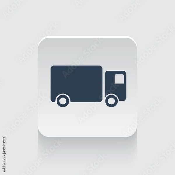 Fototapeta Flat black Delivery Truck icon on rounded square web button