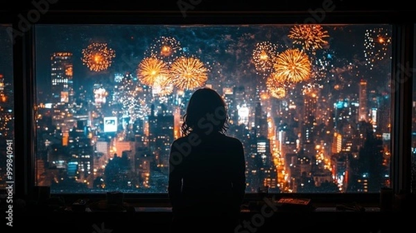 Fototapeta Solitude at Midnight: New Years Eve Reflection