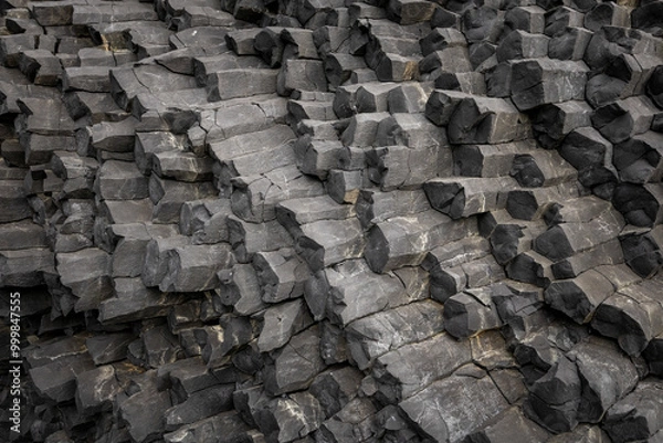 Fototapeta polygon basalt columns at the black beach of Reynisfjara, Vík, South Iceland