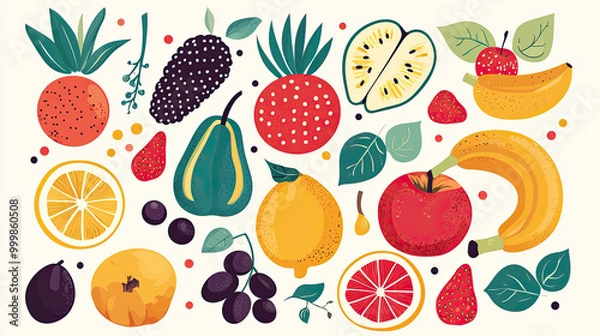 Fototapeta Vector fruits background