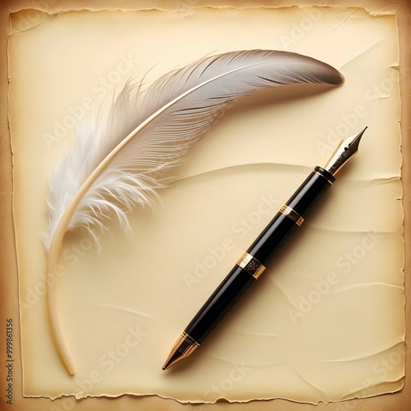 Obraz old paper and feather