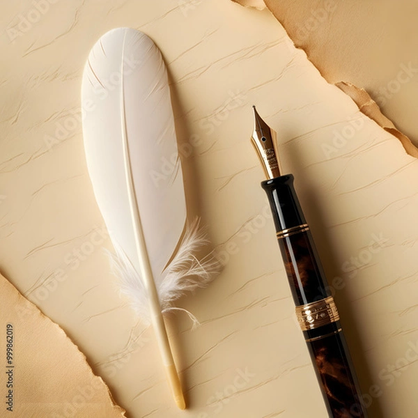 Obraz old paper and feather pen