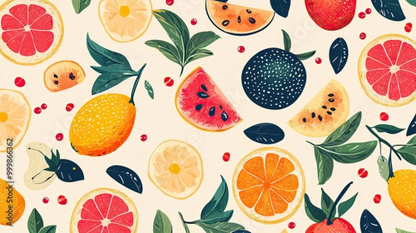 Fototapeta Vector fruits background