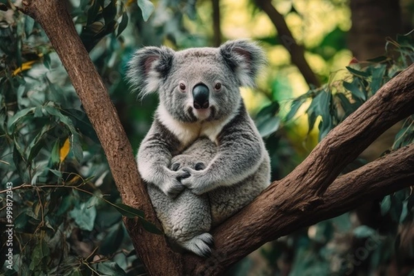 Obraz Photogenic Koala looking at the camera ,generative ai