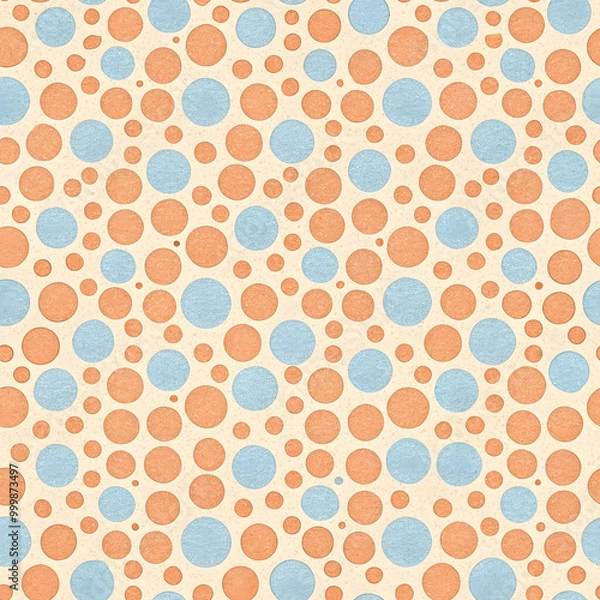 Obraz Clean Risograph Seamless Pattern with Random Circles and Dots. Simple Circles Risograph Seamless Pattern