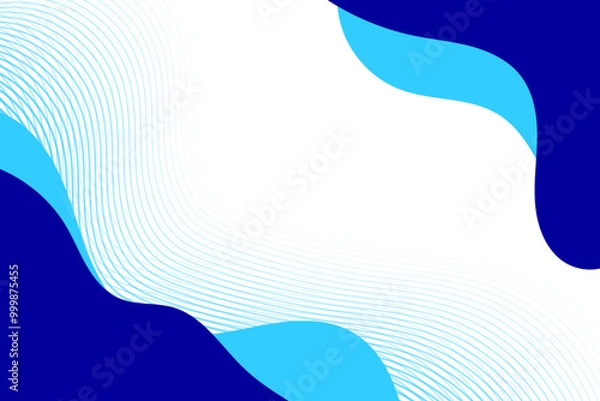 Obraz Blue abstract fluid solid style wavy bg design in white background with curve lines