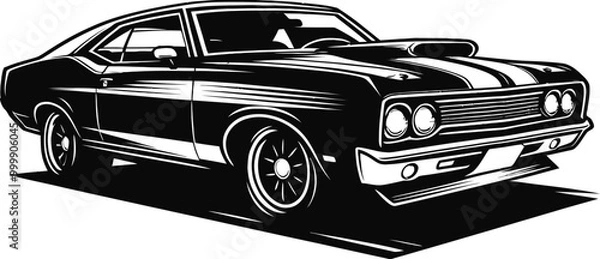 Obraz american car shilloutee vector 